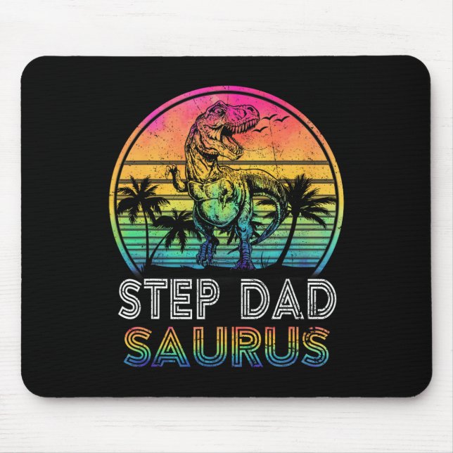 Step Dadsaurus Dinosaur Step Dad Saurus Family Mat Mouse Pad (Front)