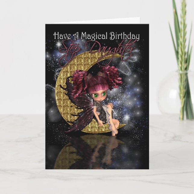 Step Daughter Magical Birthday cute little moon fa Card (Front)