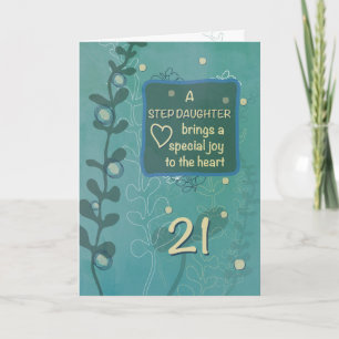 Step Daughter Religious 21st Birthday Hand Drawn Card