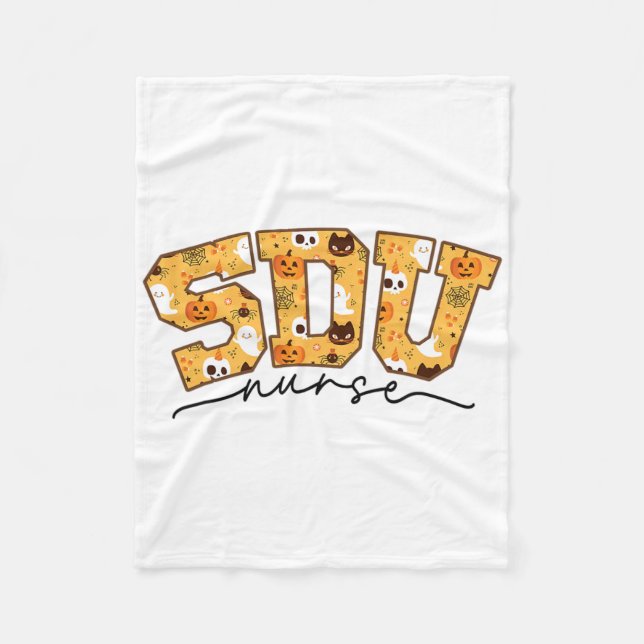 Step Down Unit Nurse Halloween Sdu Rn Fall Spooky  Fleece Blanket (Front)