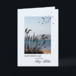 Step Father Birthday, Seaside Scene Card<br><div class="desc">A lovely birthday card for a step father. A seaside scene with silhouetted grass and seagulls. A lovely tranquil scene to promote memories of seaside holidays.</div>
