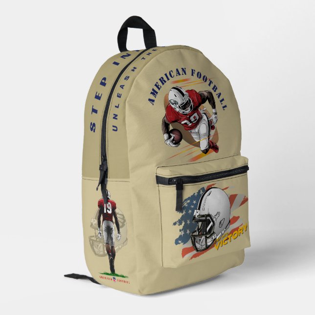 Step into Victory American Football |  Printed Backpack (Back Corner Left)