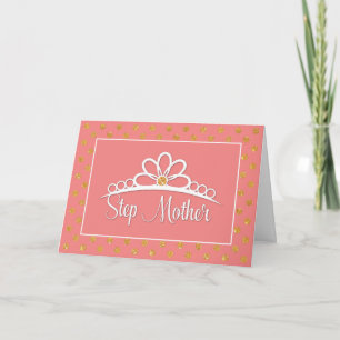 Step Mother Birthday with Crown and Gold Look Dots Card