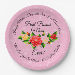 Step Mother Bonus Mum Mother's Day Large 9" Paper Plate