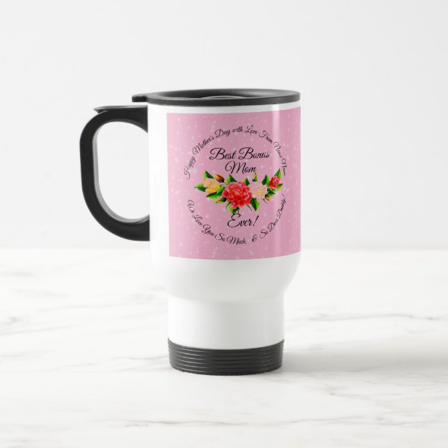 Step Mother Bonus Mum Mothers Day Travel Mug (Left)