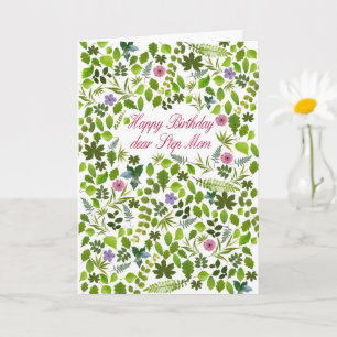 Step Mum Birthday Scattered Leaves Card