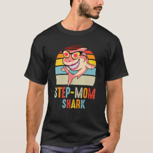 Step Mum Shark Pyjamas Retro Line For Mother's Da T-Shirt