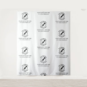 Step & Repeat White Company Logo Event Notary  Tapestry