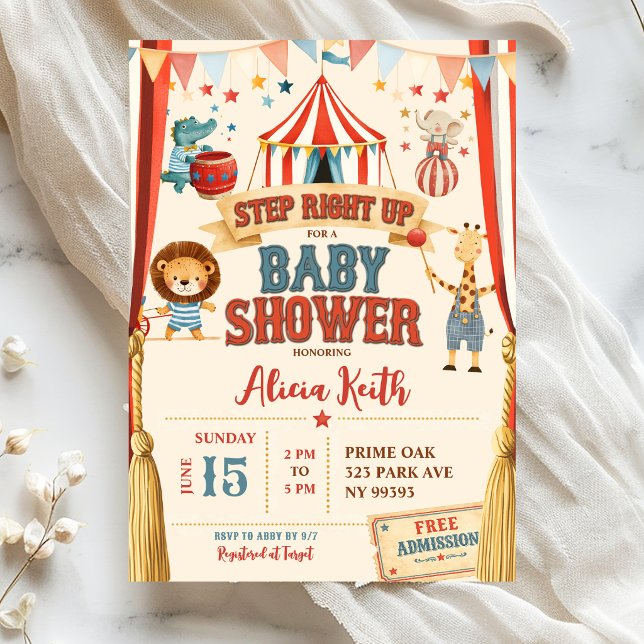 Step Right Up Circus Baby Shower Invitation  (Creator Uploaded)