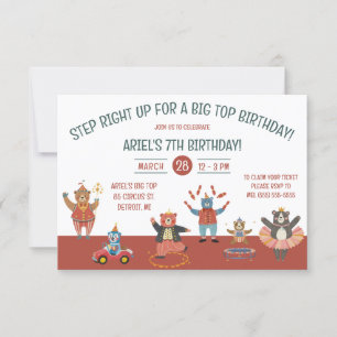 Step Right Up for a Big Top Birthday! Circus Party Invitation