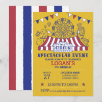 Step Right Up! Gold Editable Circus Birthday 