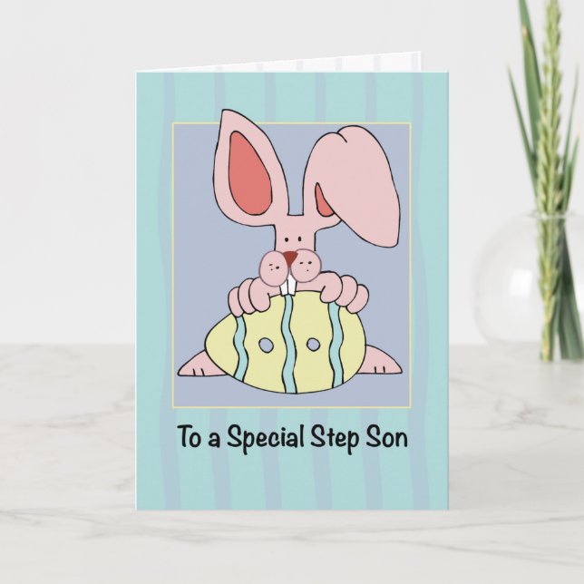 Step Son Easter with Ear Resistible Bunny and Egg Card (Front)