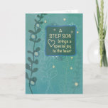 Step Son Religious Birthday Green Hand Drawn Look Card<br><div class="desc">When a dear step son will be celebrating his birthday soon. It is for you to have this card to give as that day arrives. This religious card tells him the he is a blessing.</div>