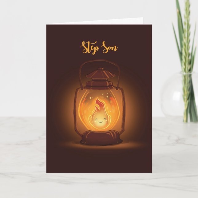 Step Son Thinking of You at Camp Kawaii Lantern Card (Front)