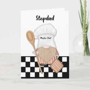 Stepdad Birthday Whimsical Gnome Chef Cooking Card