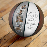 Stepdad Father's Day Photo Basketball<br><div class="desc">Stepdad basketball featuring a 5 family photo collage,  the message "you're the dad that stepped up",  a personalised message that you can keep or change to your own,  a cute grey heart,  and your childrens names.</div>
