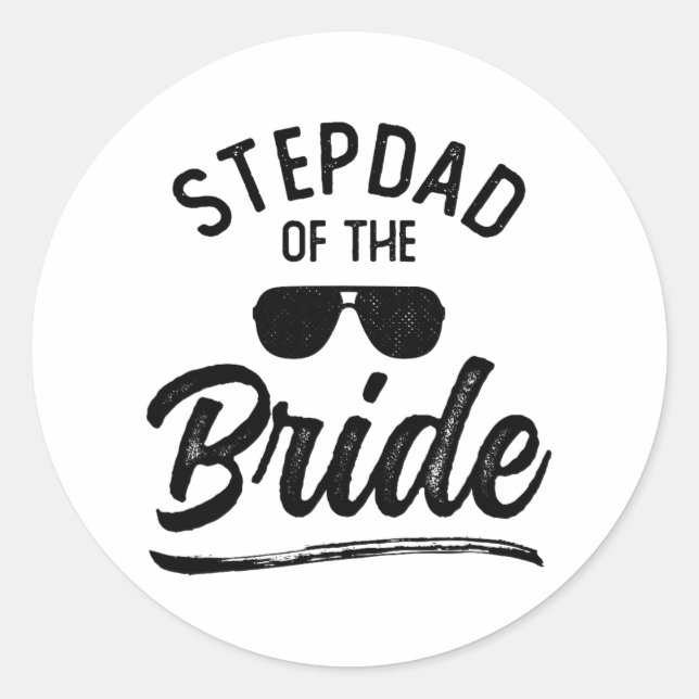 Stepdad Of The Bride Matching Wedding Party  Classic Round Sticker (Front)