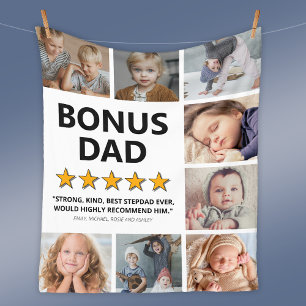 Stepdad Rating Bonus Dad Photo Fleece Blanket