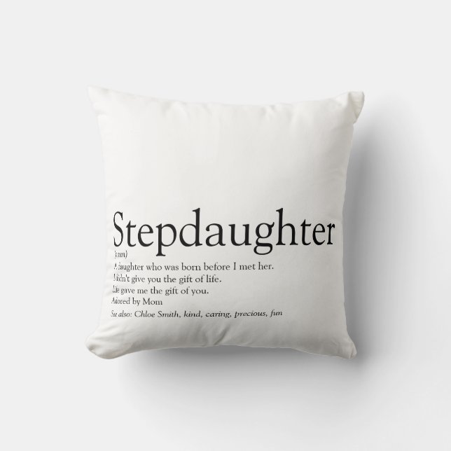 Stepdaughter Definition Black and White Modern Cushion (Front)
