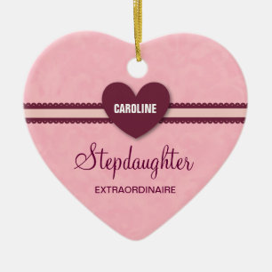 Stepdaughter Extraordinaire Heart Lace V07H Ceramic Tree Decoration