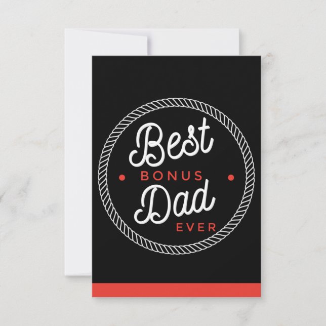 Stepfather Fathers day Cards,Black Best Bonus Dad Card (Front)