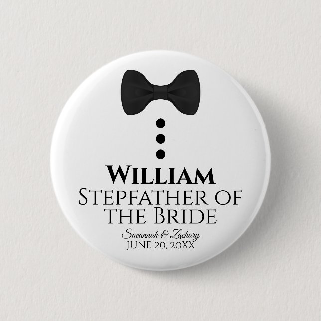 Stepfather of the Bride Wedding Button Name Tag (Front)