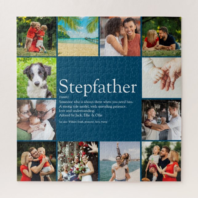 Stepfather, Stepdad Definition 12 Photo Blue Fun Jigsaw Puzzle (Vertical)