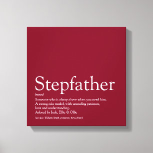 Stepfather, Stepdad Definition Fun Modern Burgundy Canvas Print