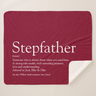 Stepfather, Stepdad Definition Fun Modern Burgundy Sherpa Blanket