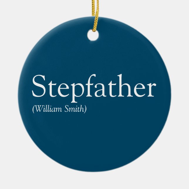 Stepfather, Stepdad Definition Modern Blue Ceramic Tree Decoration (Front)