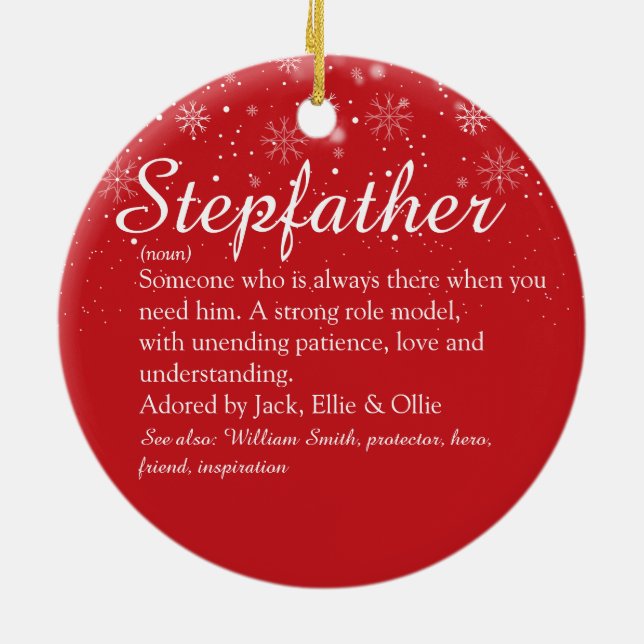 Stepfather Stepdad Definition Photo Christmas Ceramic Tree Decoration (Back)