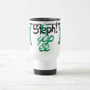 Steph! Ti-yup-ee Kitty Font and Back Travel Mug