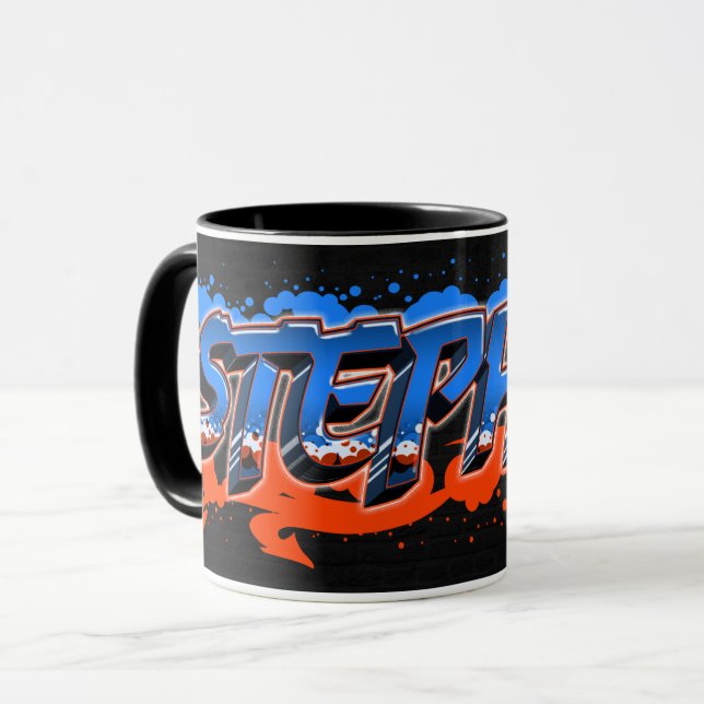 Stephan First Name Name Graffiti blue orange cup (Front Left)