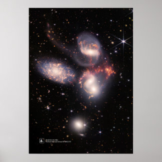 Stephan’s Quintet, Hickson Compact Group 92 (JWST) Poster