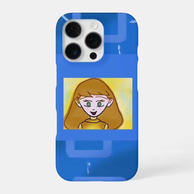 Stephanie Bingo Anime on Blue Geometric iPhone Case (Back)