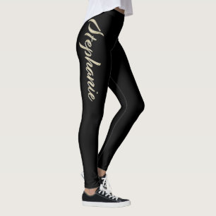 Stephanie white gold Handwriting trousers Leggings