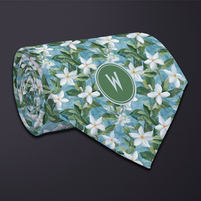 Stephanotis on Blue Floral  Tie (Creator Uploaded)