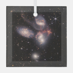 Stephan's Quintet 5 Galaxies Deep Field James Webb Glass Tree Decoration