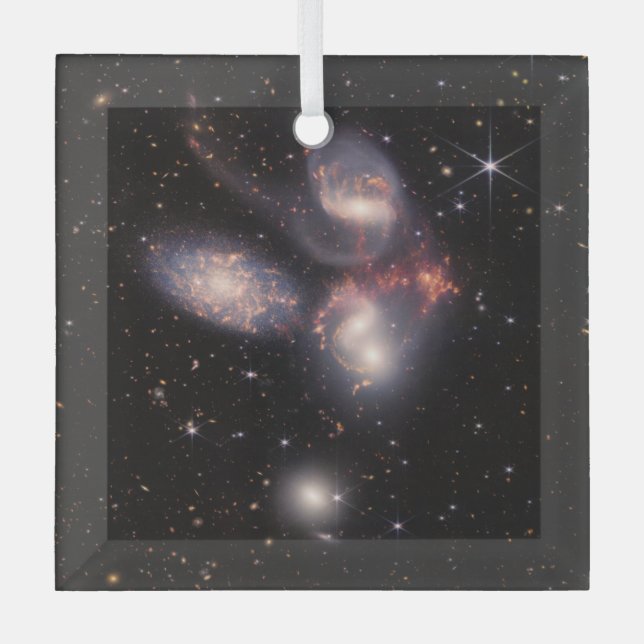Stephan's Quintet 5 Galaxies Deep Field James Webb Glass Tree Decoration (Front)