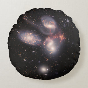 Stephan's Quintet 5 Galaxies Deep Field James Webb Round Cushion