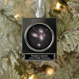 Stephan's Quintet 5 Galaxies Deep Field James Webb Silver Plated Banner Ornament