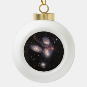 Stephan's Quintet 5 Galaxies in Deep Field   Ceramic Ball Christmas Ornament