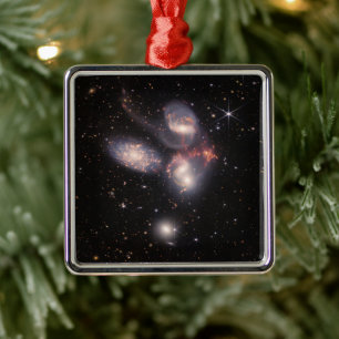 Stephan's Quintet 5 Galaxies in Deep Field   Metal Tree Decoration