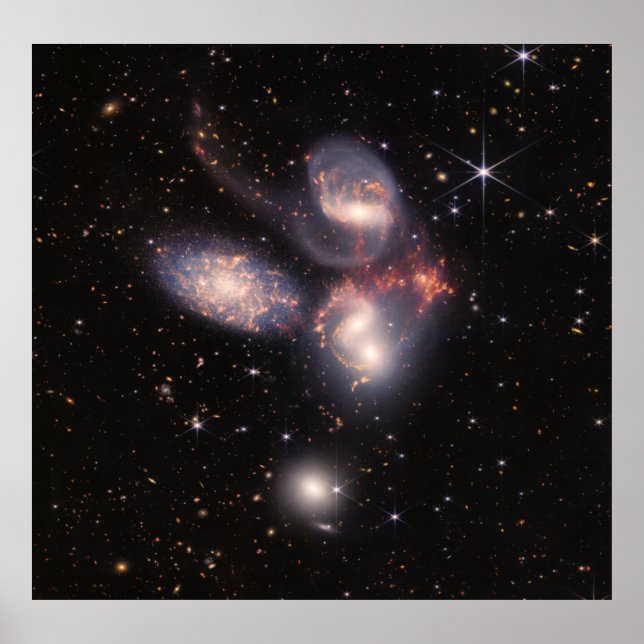 Stephan's Quintet 5 Galaxies in Deep Field   Poster (Front)