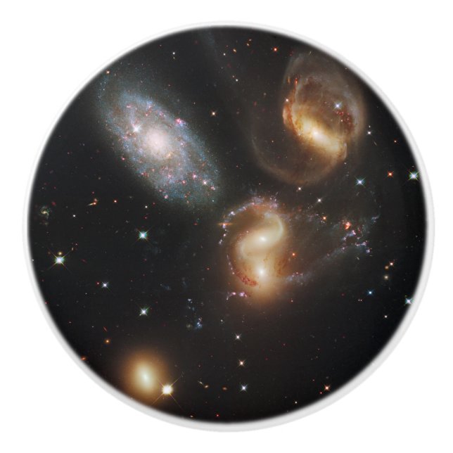 Stephan's Quintet: A Galaxy Galactic Wreckage Ceramic Knob (Front)