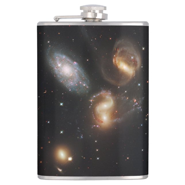 Stephan's Quintet: A Galaxy Galactic Wreckage Hip Flask (Front)