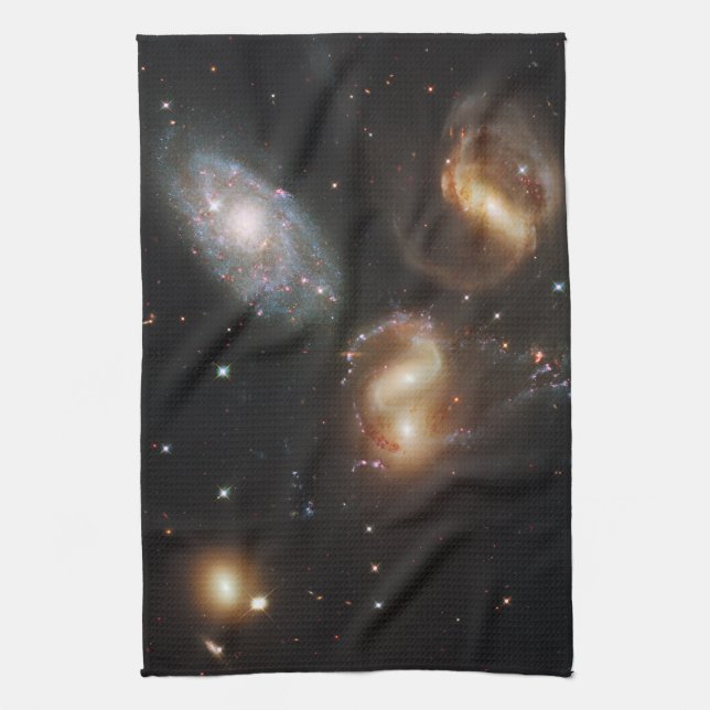 Stephan's Quintet: A Galaxy Galactic Wreckage Tea Towel (Vertical)