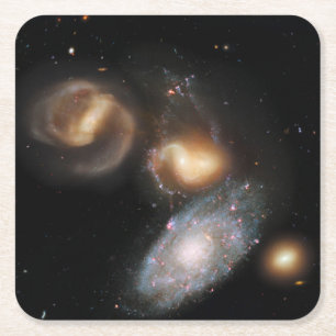 Stephan's Quintet Galaxies Square Paper Coaster