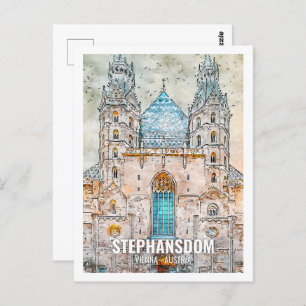 Stephansdom Vienna Austria Travel Place Watercolor Postcard