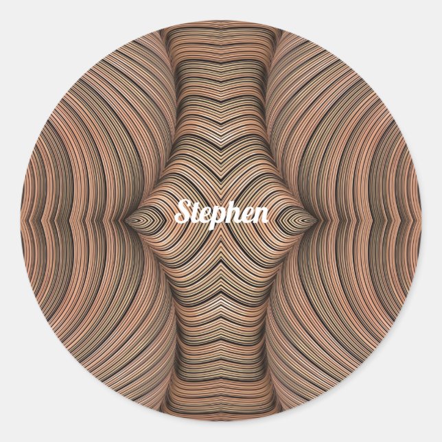 STEPHEN ~ Pretty Shades of Brown Fractal ~  Classic Round Sticker (Front)